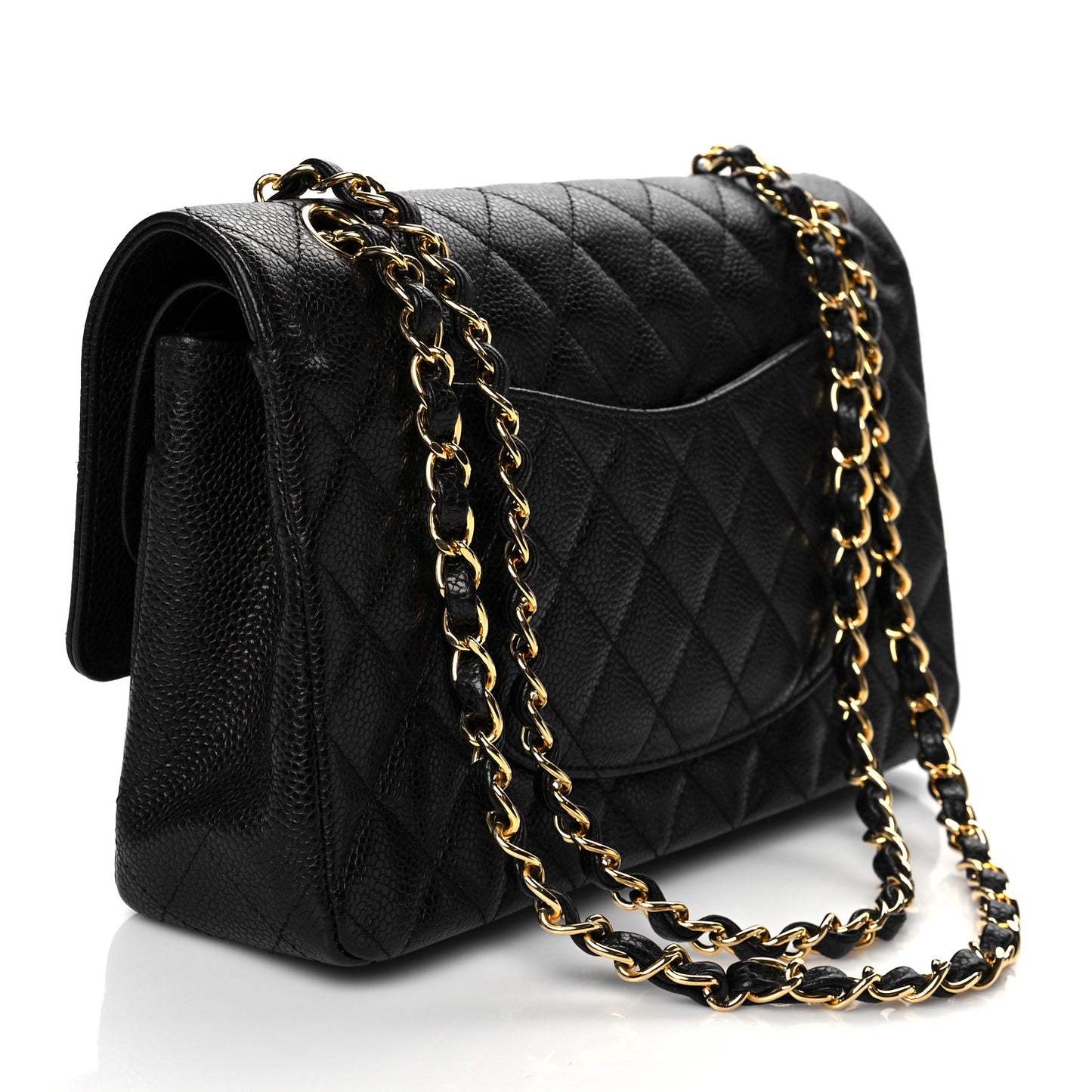 Caviar Quilted Medium Double Flap Black