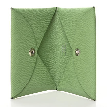 Hermes Epsom Calvi Card Case Vert Criquet 5 of 9