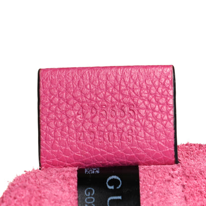 Gucci Pebbled Calfskin Medium Logo Portfolio Clutch Box Pink Green 8 of 14