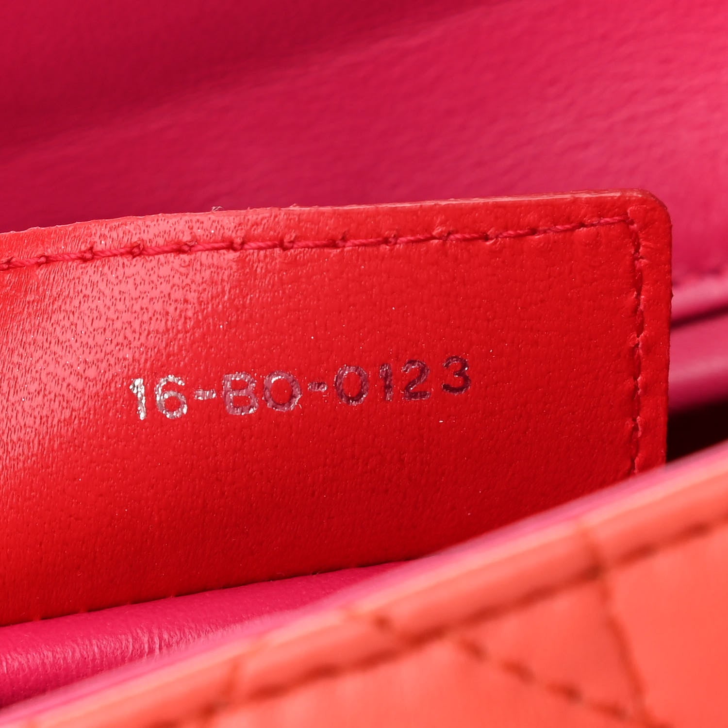 Christian Dior Lambskin Cannage Large Bi-Color Lady Dior Orange Fuchsia 7 of 13