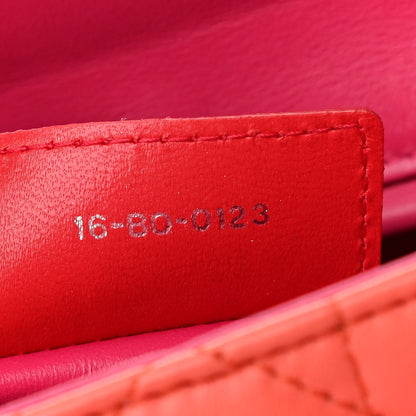 Christian Dior Lambskin Cannage Large Bi-Color Lady Dior Orange Fuchsia 7 of 13