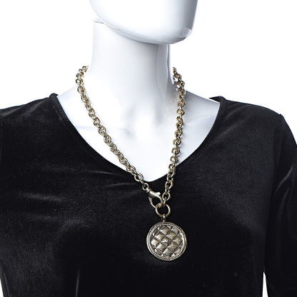 Chanel Quilted CC Pendant Chain Necklace Light Gold 2 of 5