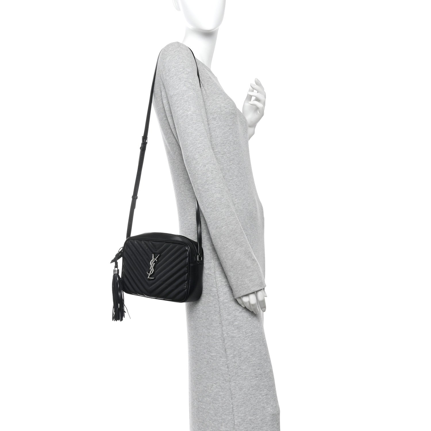 Saint Laurent Calfskin Matelasse Monogram Lou Camera Bag Black 2 of 10