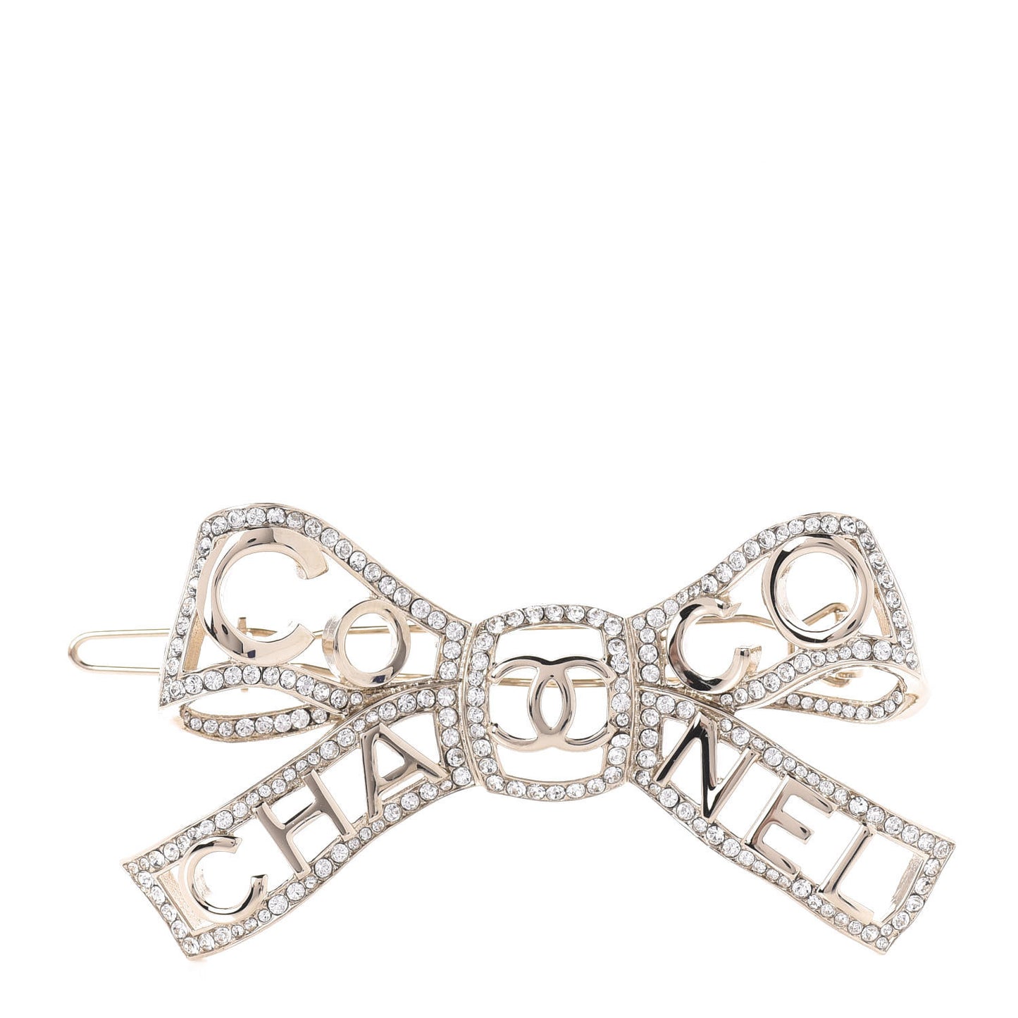 Metal Crystal Bow-tiful CC Hair Clip Gold