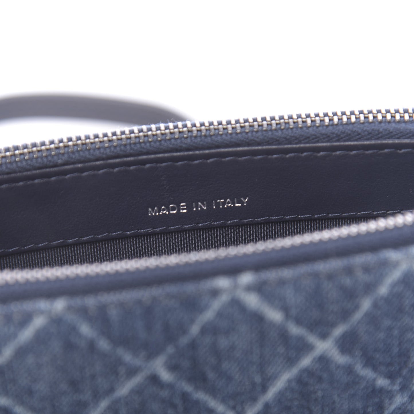 Denim Calfskin Quilted Small Gabrielle Clutch With Chain Blue