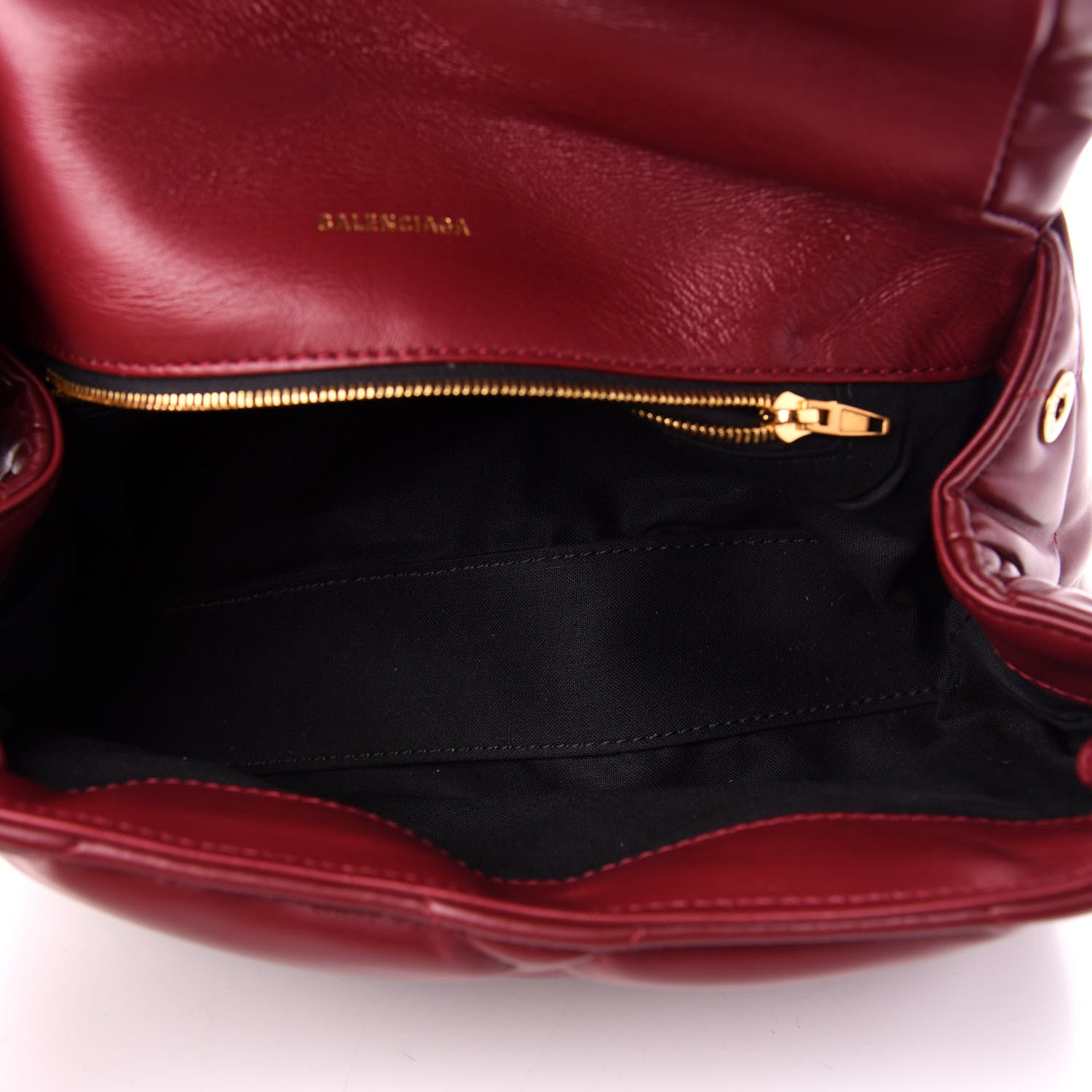 Balenciaga Nappa Calfskin Quilted Touch B Puffy Clutch Dark Red 5 of 10