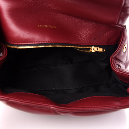 Balenciaga Nappa Calfskin Quilted Touch B Puffy Clutch Dark Red 5 of 10
