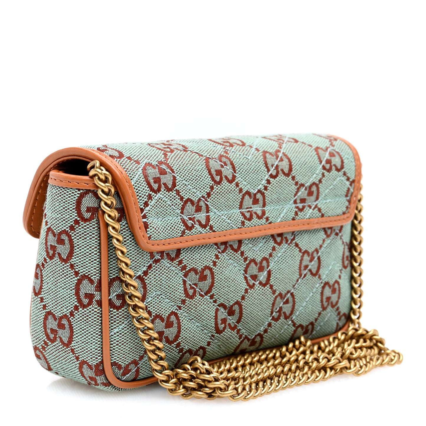 Monogram Multicolor Matelasse Diagonal Super Mini GG Marmont Shoulder Bag Blue Brown