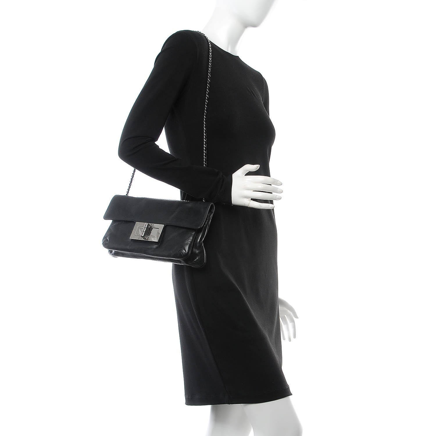 Chanel Lambskin Mademoiselle Lock Flap Pochette Black 3 of 10