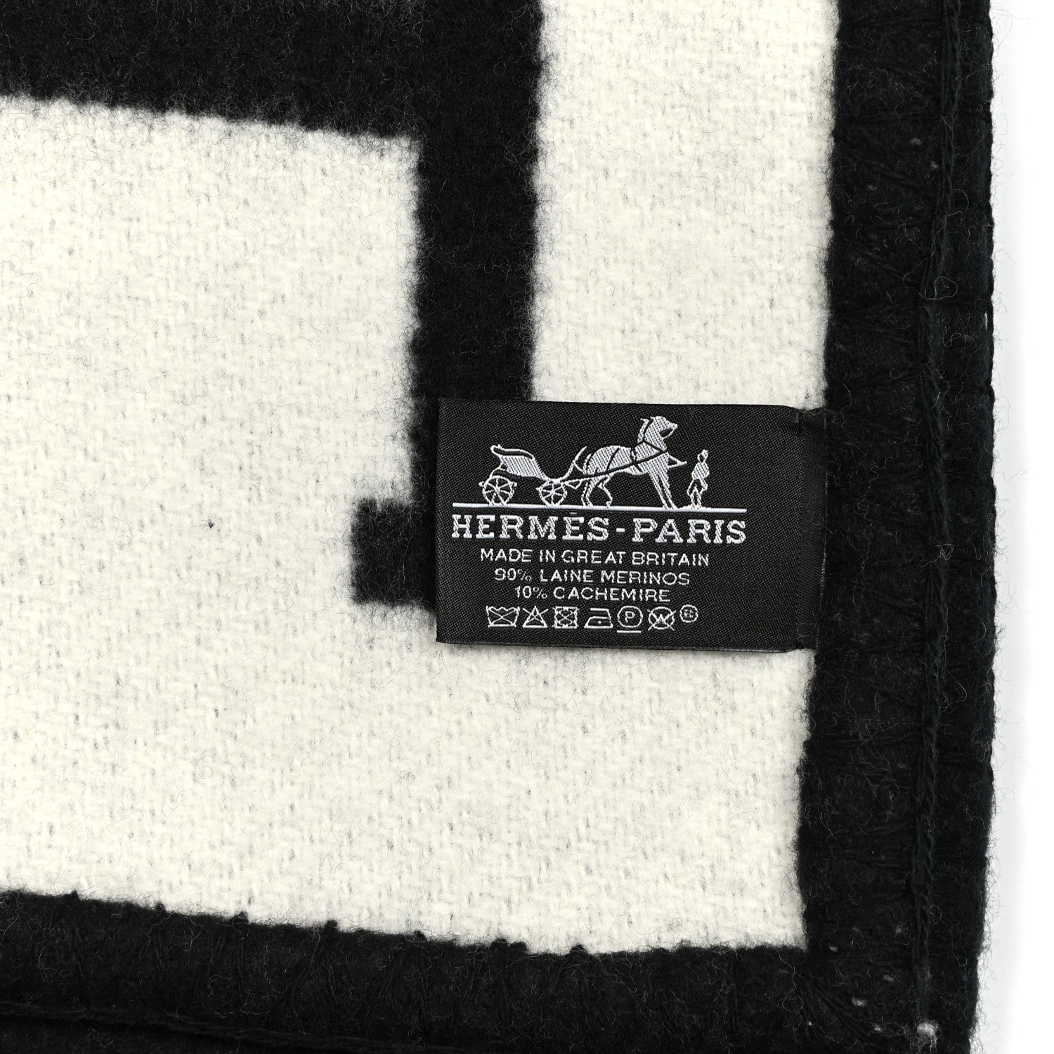 Hermes Wool Cashmere Avalon III Blanket Ecru Black 5 of 6