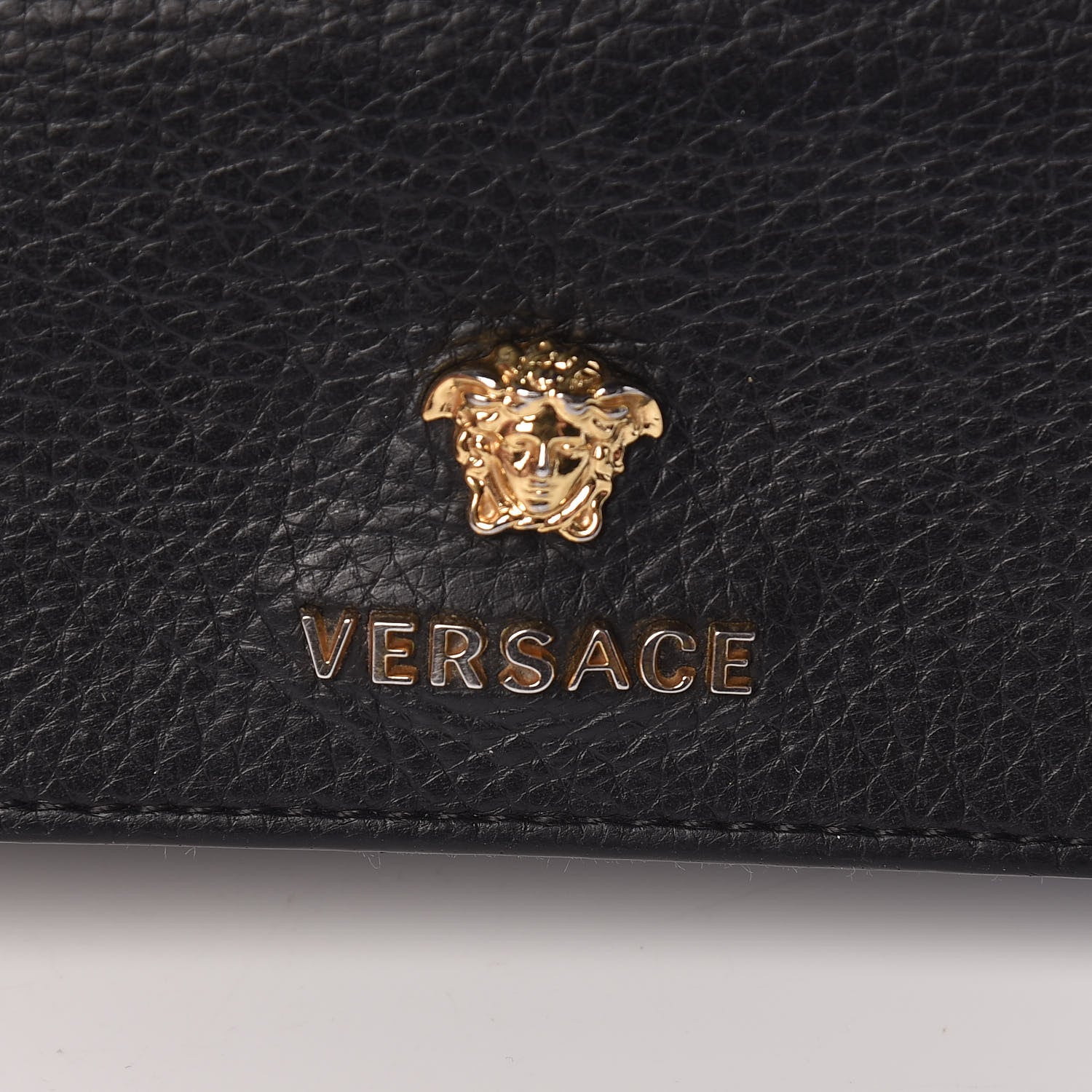Versace Grained Calfskin Continental Wallet Black 6 of 14