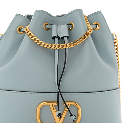 Valentino Garavani Nappa Mini VLogo Signature Chain Bucket Bag Blue Porcelain 7 of 9