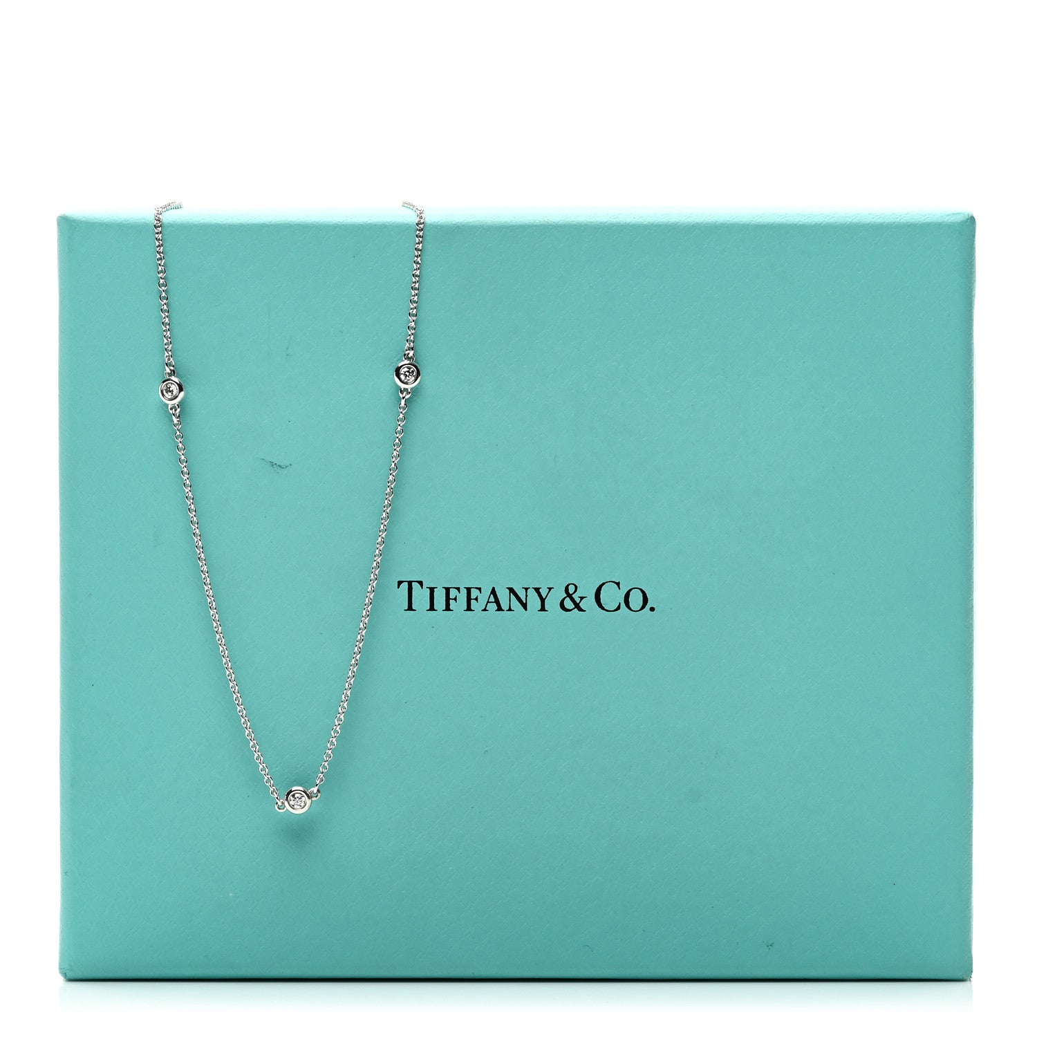 Tiffany Sterling Silver Diamond .09ctw Elsa Peretti Diamonds by the Yard Three Station Necklace 5 of 5