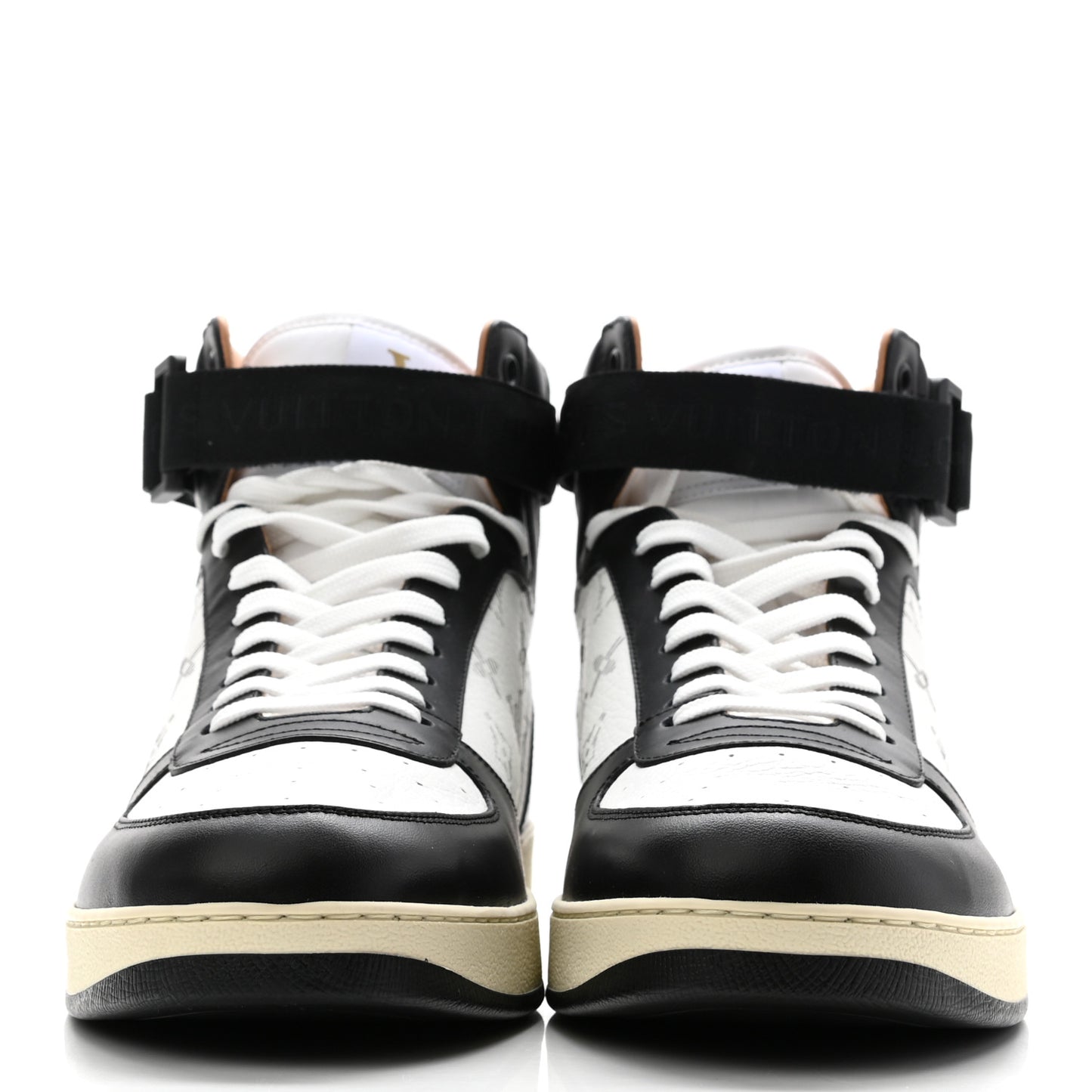 Calfskin Monogram Mens Rivoli High Top Sneakers 9 Black