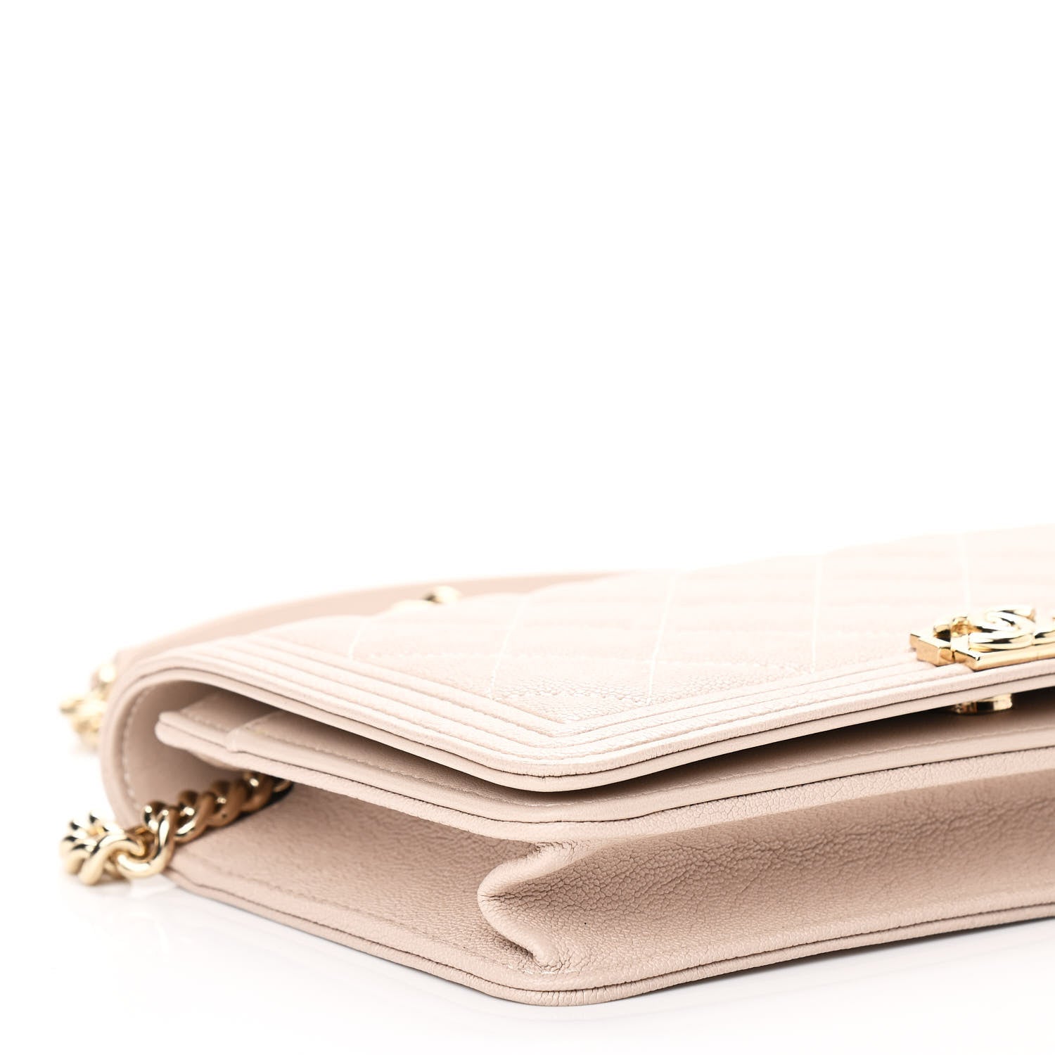 Chanel Caviar Quilted Boy Wallet On Chain WOC Light Beige 8 of 11