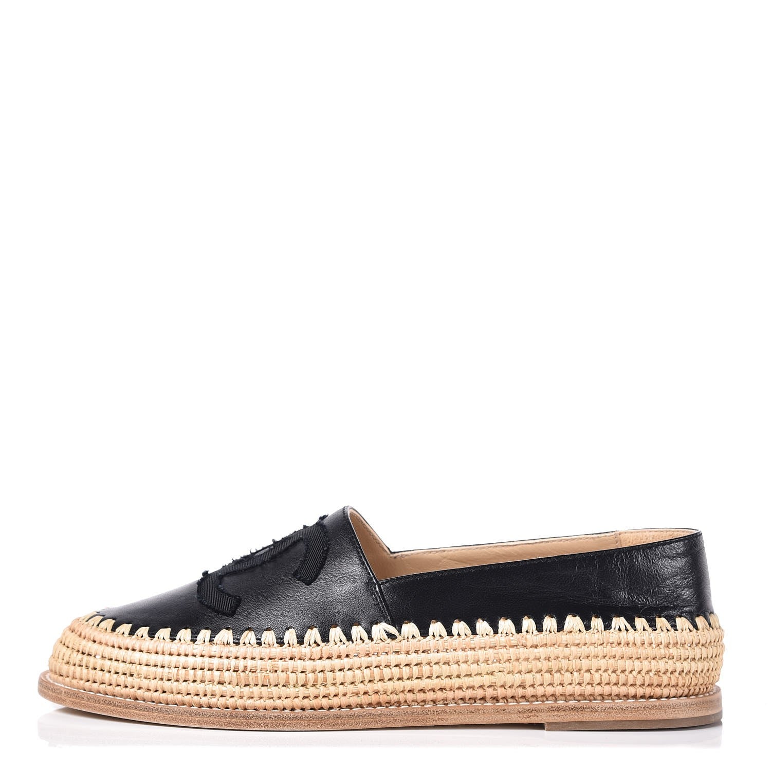 Chanel Lambskin Grosgrain CC Espadrilles 36 Black 1 of 9