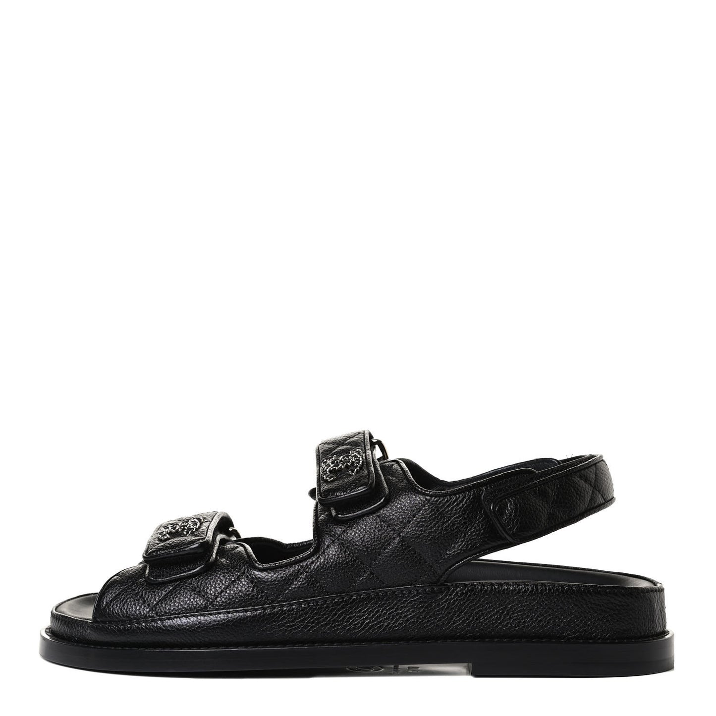 Grained Calfskin Velcro Dad Sandals 37.5 Black