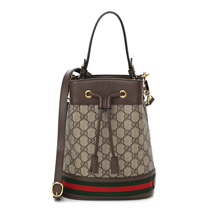 Gucci GG Supreme Monogram Web Small Ophidia Bucket Bag Brown 1 of 11