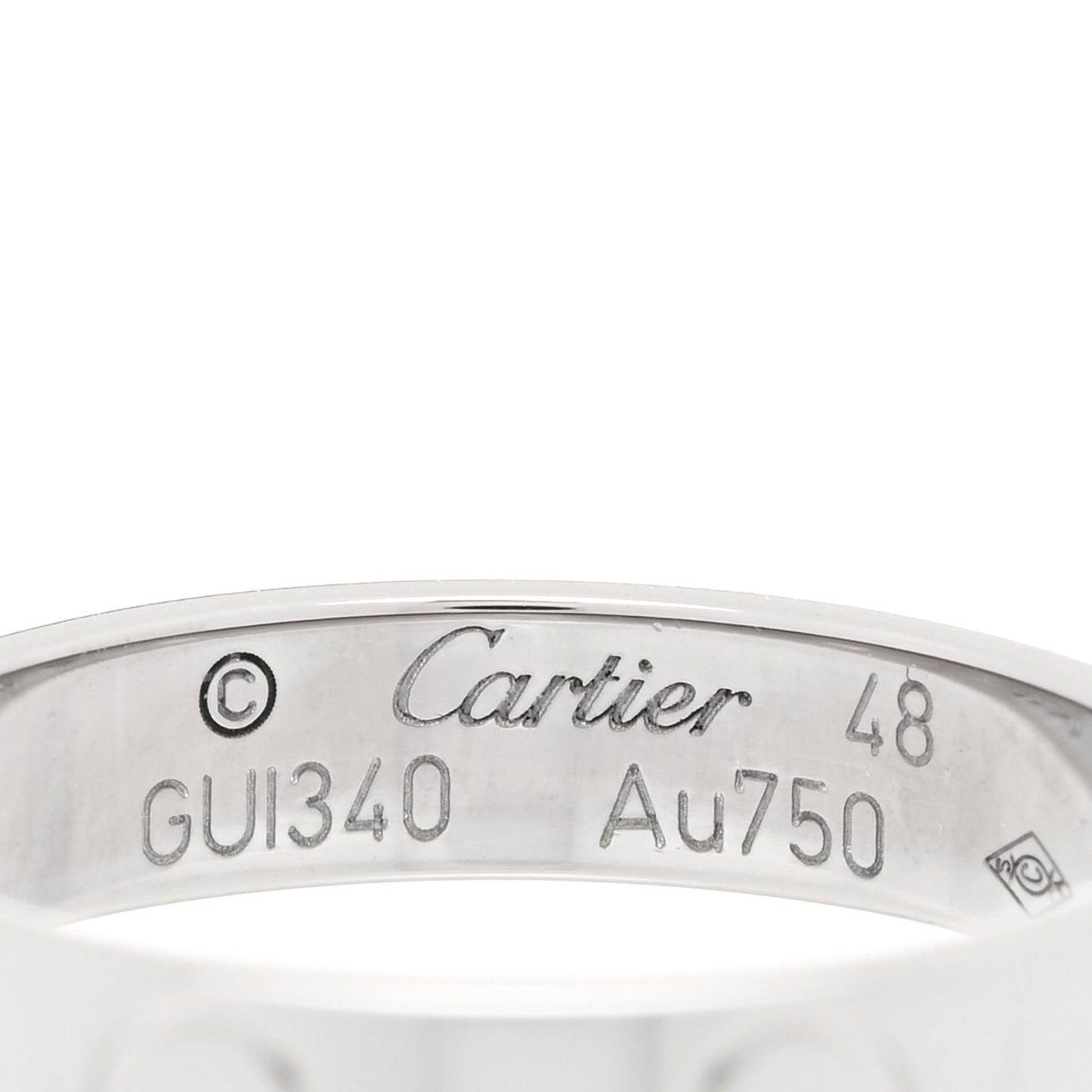 18K White Gold 3.5mm LOVE Wedding Band Ring 48 4.5