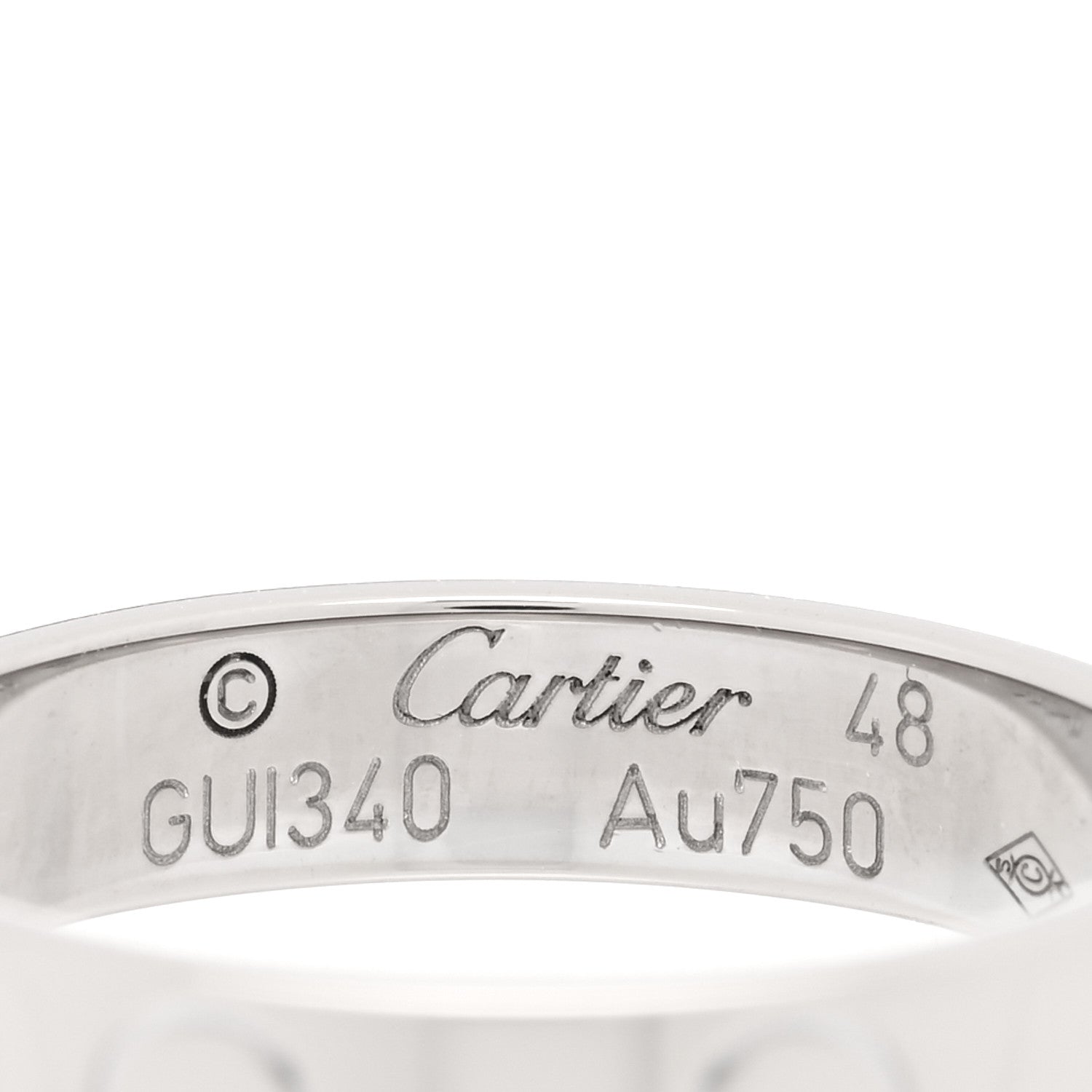 Cartier 18K White Gold 3.5mm LOVE Wedding Band Ring 48 4.5 4 of 4