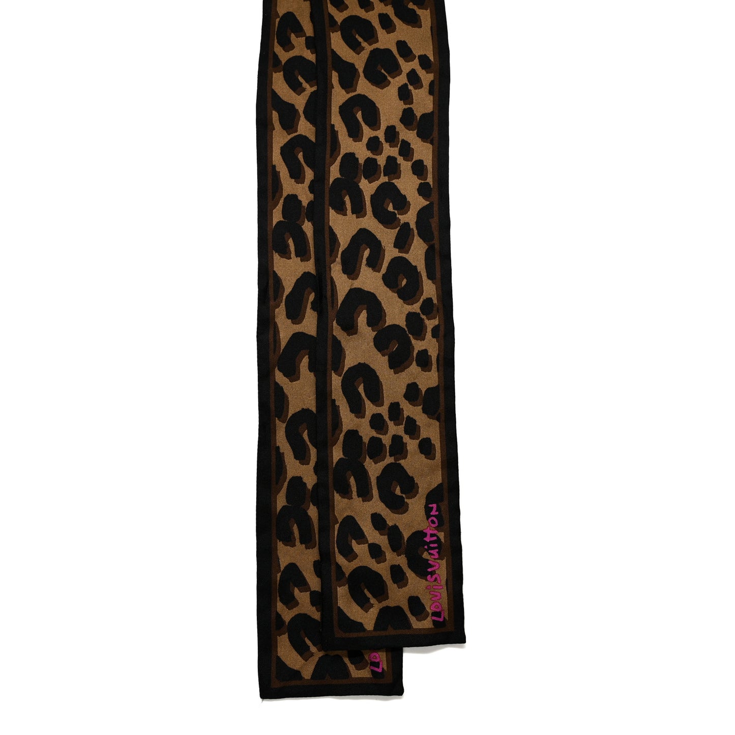 Silk Leopard Bandeau Scarf Marron