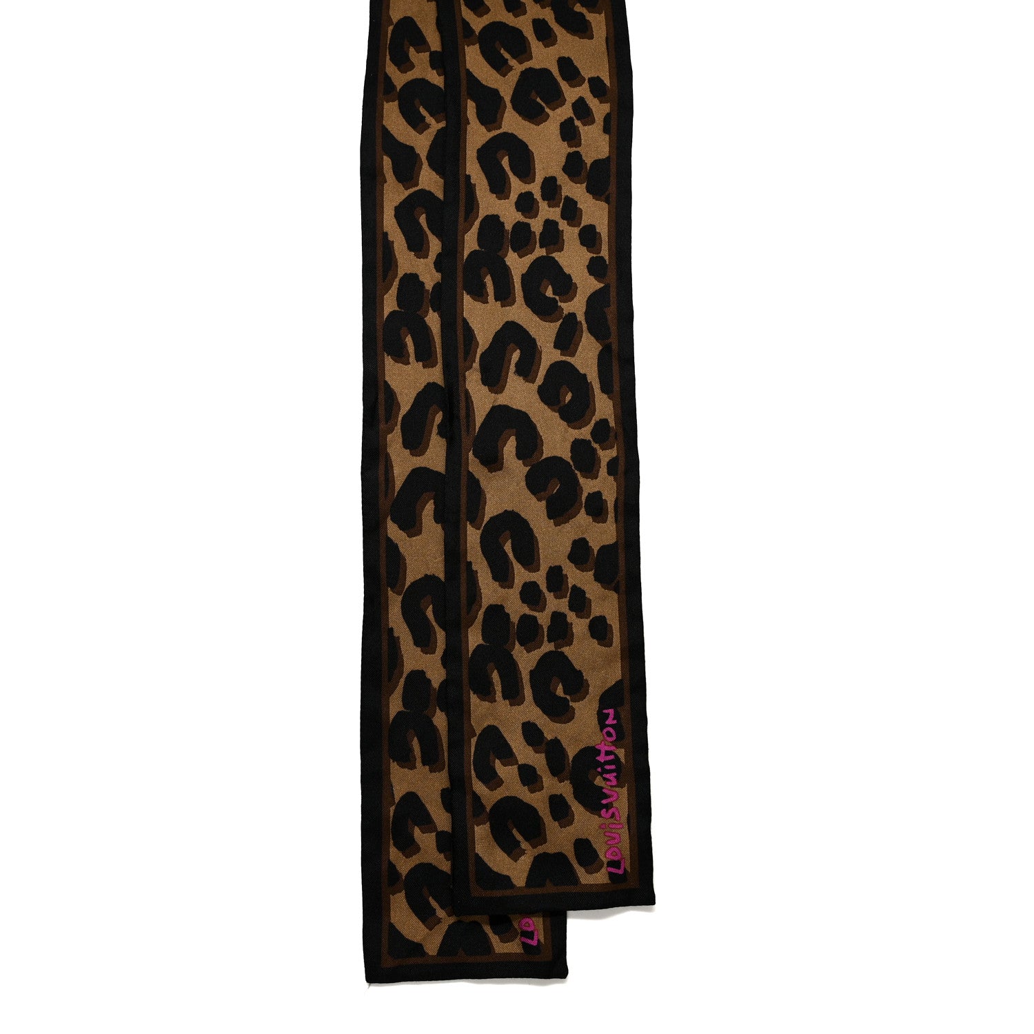 Louis Vuitton Silk Leopard Bandeau Scarf Marron 2 of 6