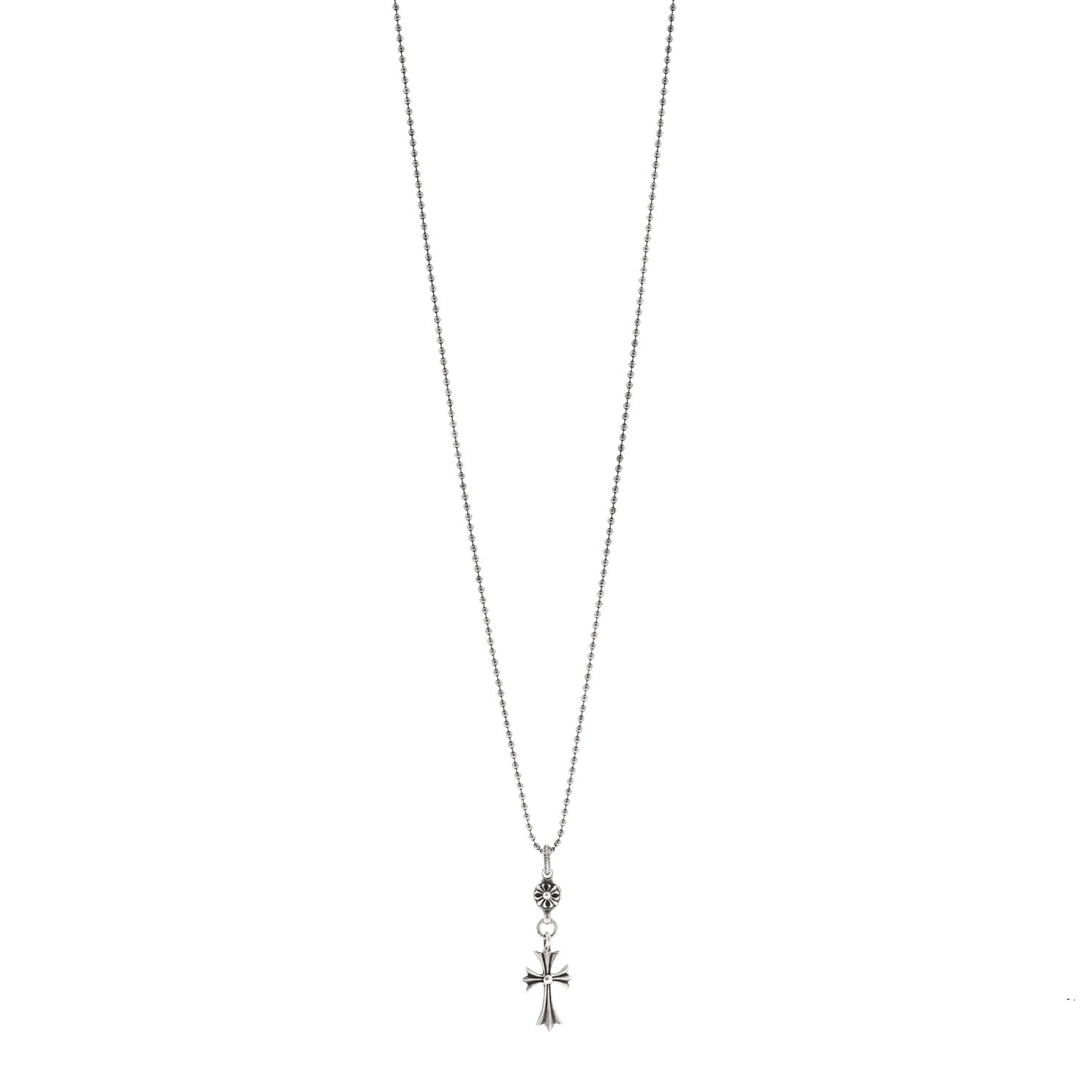 Sterling Silver Tiny CH Cross Ball Pendant Necklace