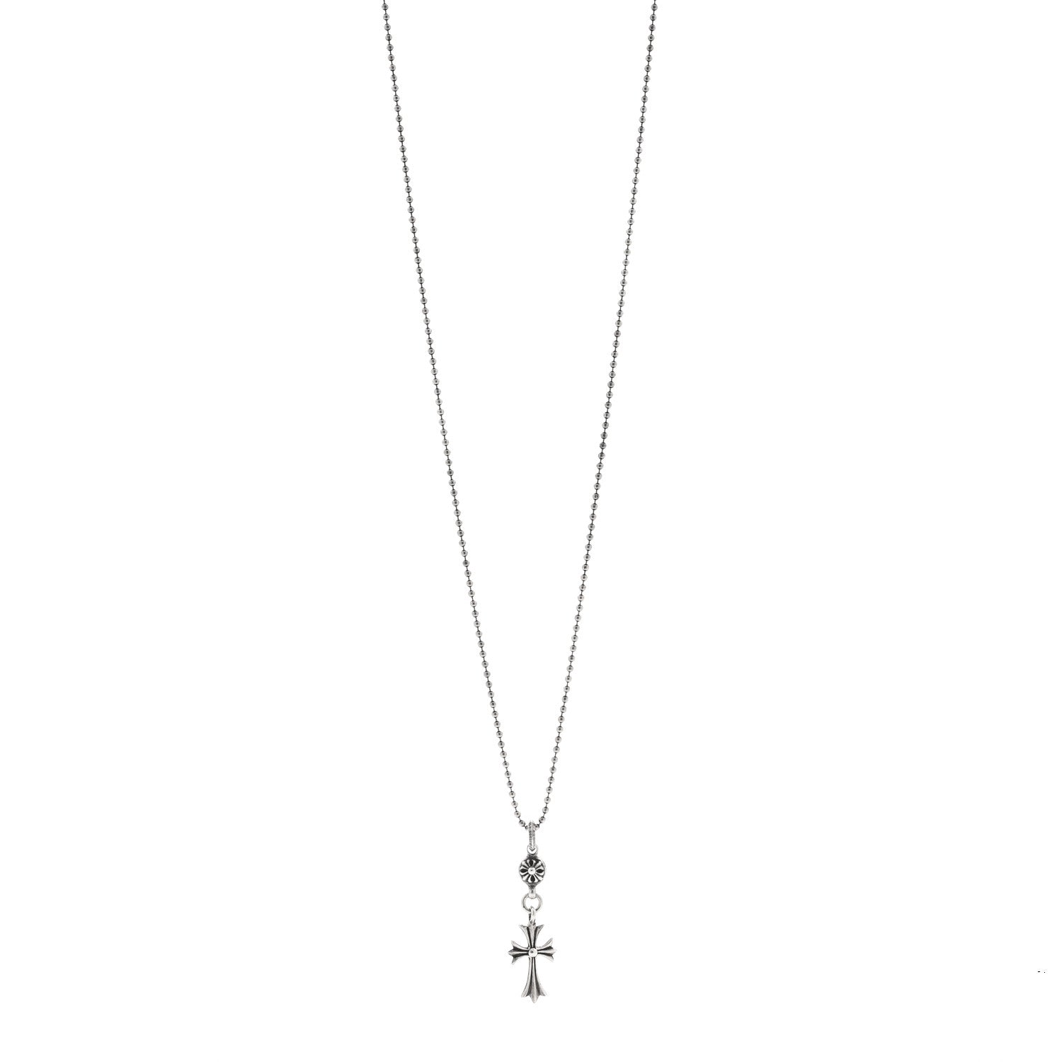 Chrome Hearts Sterling Silver Tiny CH Cross Ball Pendant Necklace 1 of 4