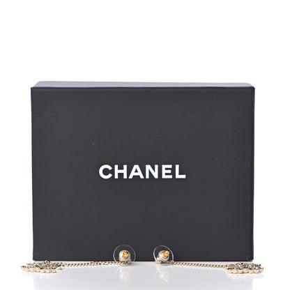 Chanel Crystal CC Drop Earrings Pink Grey Gold 4 of 4