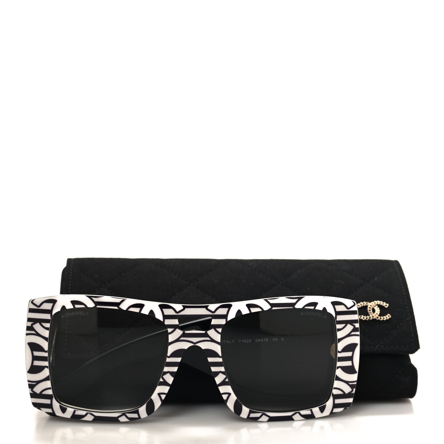 Acetate CC Logo Square Sunglasses 71628 Black White