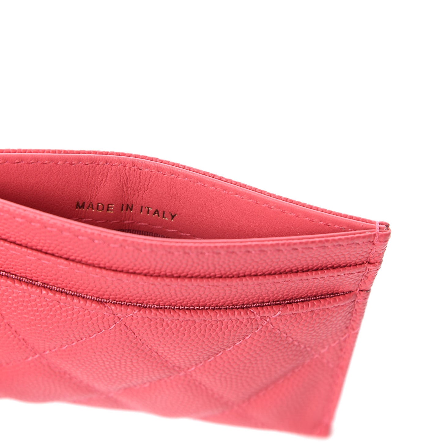 Caviar Quilted Filigree Card Holder Pink