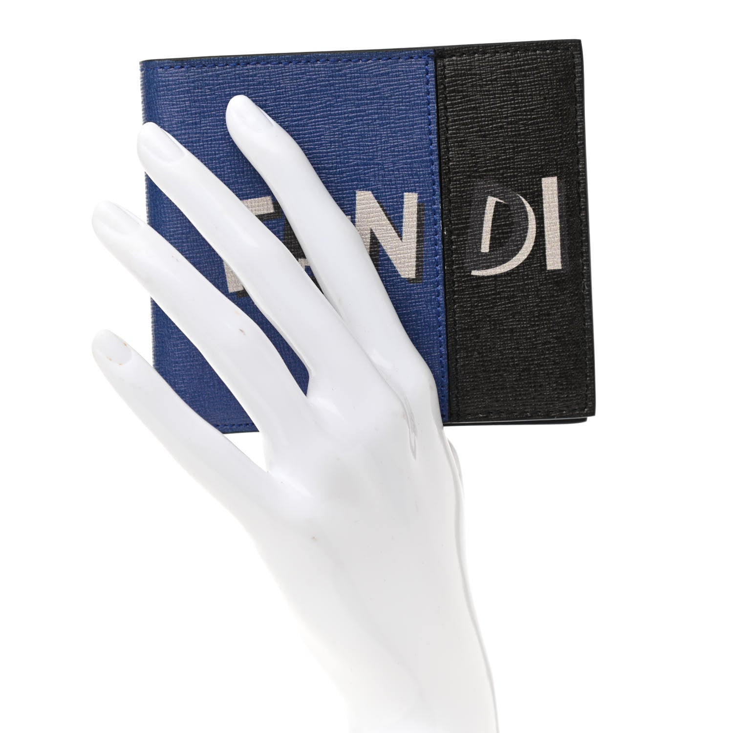 Fendi Vitello Elite Century Shadow Logo Bi-Fold Wallet Blue Neon Asfalto 2 of 7