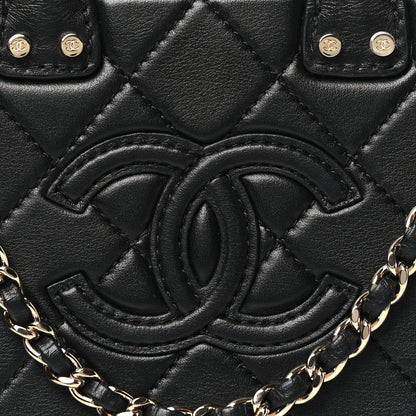 Chanel Calfskin Quilted Small Studded Square Vanity Case Black 8 of 10