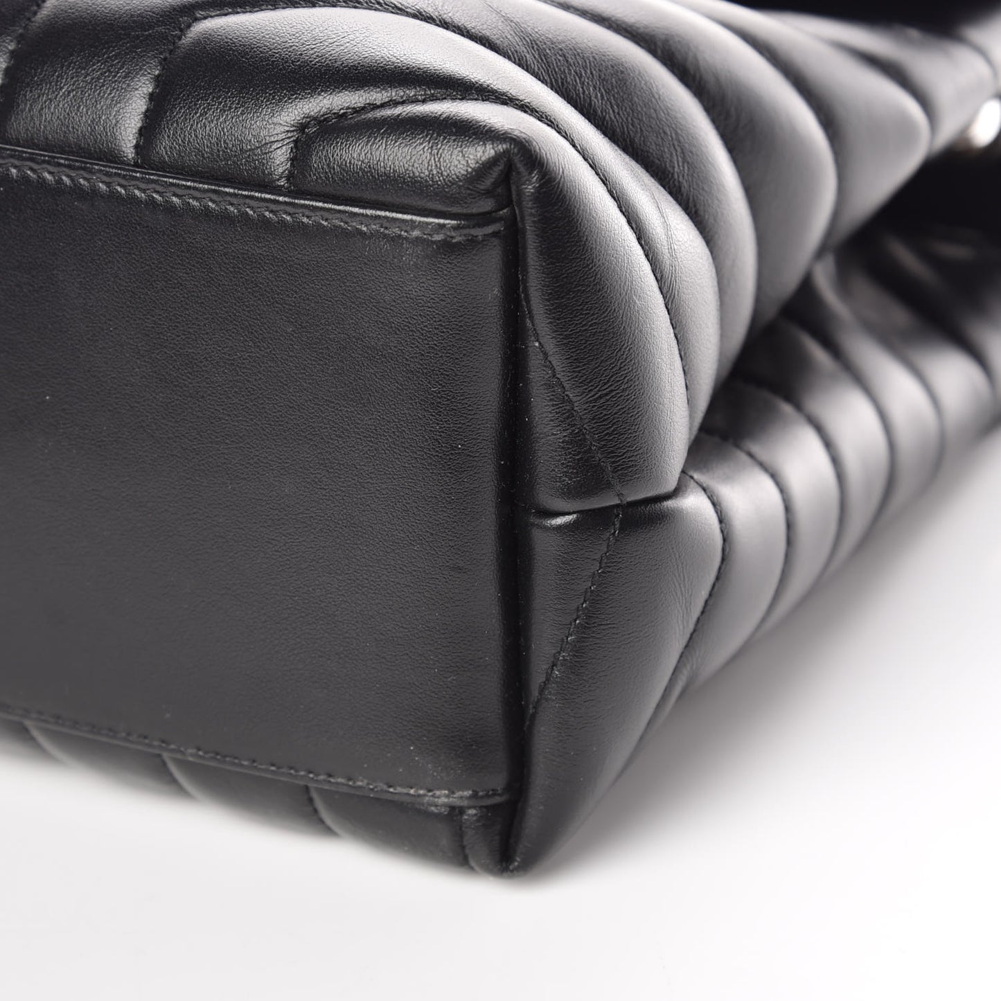 Calfskin Y Quilted Monogram Medium Loulou Chain Satchel Black
