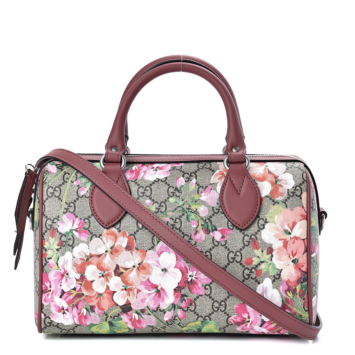Gucci GG Supreme Monogram Blooms Small Boston Beige Multicolor Dry Rose 1 of 11