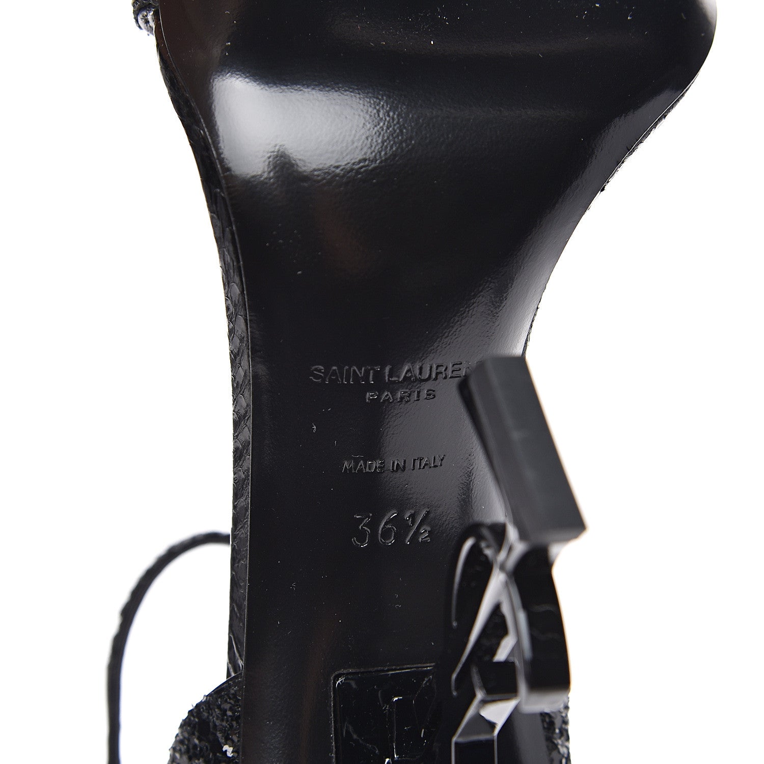 Saint Laurent Glitter Opyum Sandals 36.5 Black 6 of 8