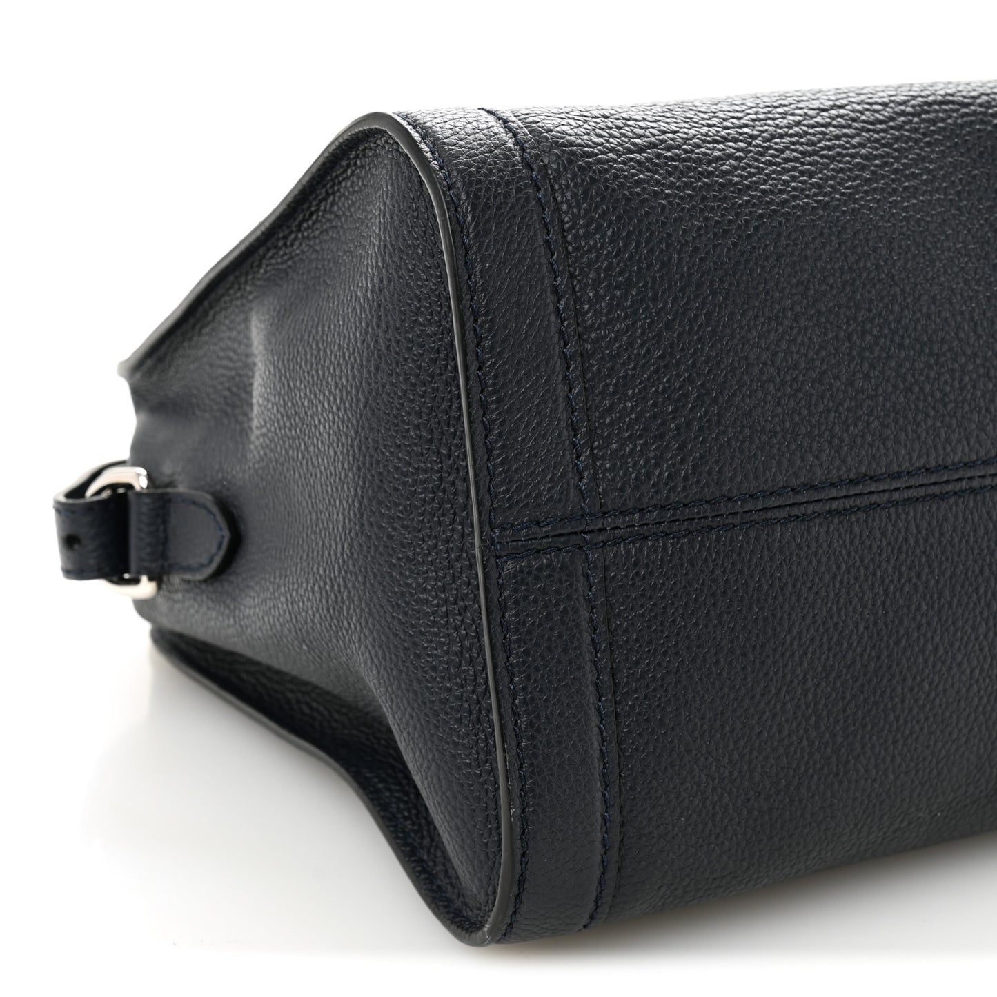 Pebbled Calfskin Small Skull Padlock Zip Around Tote Navy