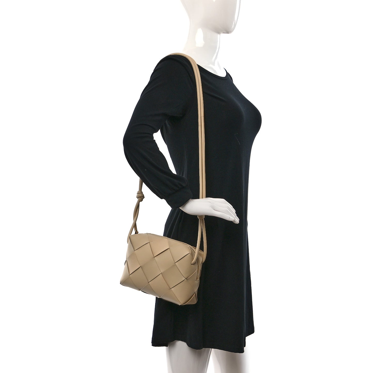 Lambskin Maxi Intrecciato Small Cassette Camera Bag Porridge