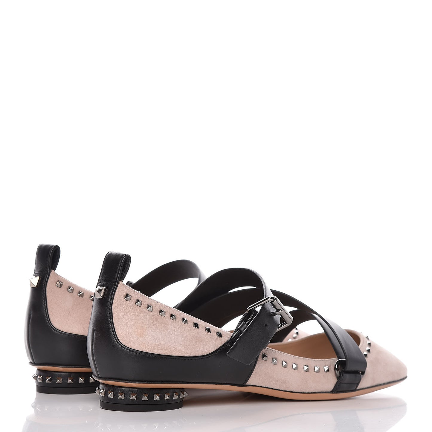 Suede Soul Rockstud Strappy Ballerina Flats 38.5 Poudre Black