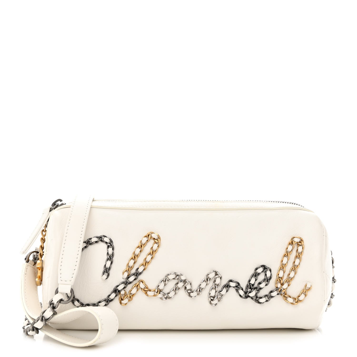 Chanel Calfskin Chain 20s Signature Bowling Bag White 1 of 10