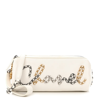 Chanel Calfskin Chain 20s Signature Bowling Bag White 1 of 10