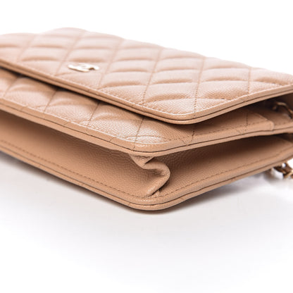 Chanel Caviar Quilted Wallet On Chain WOC Beige 10 of 11