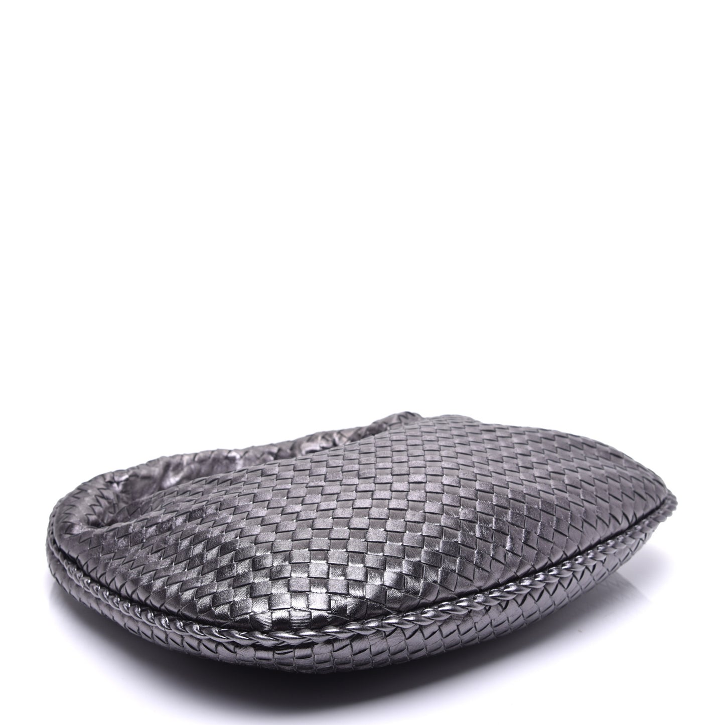 Metallic Nappa Intrecciato Medium Veneta Hobo Pewter