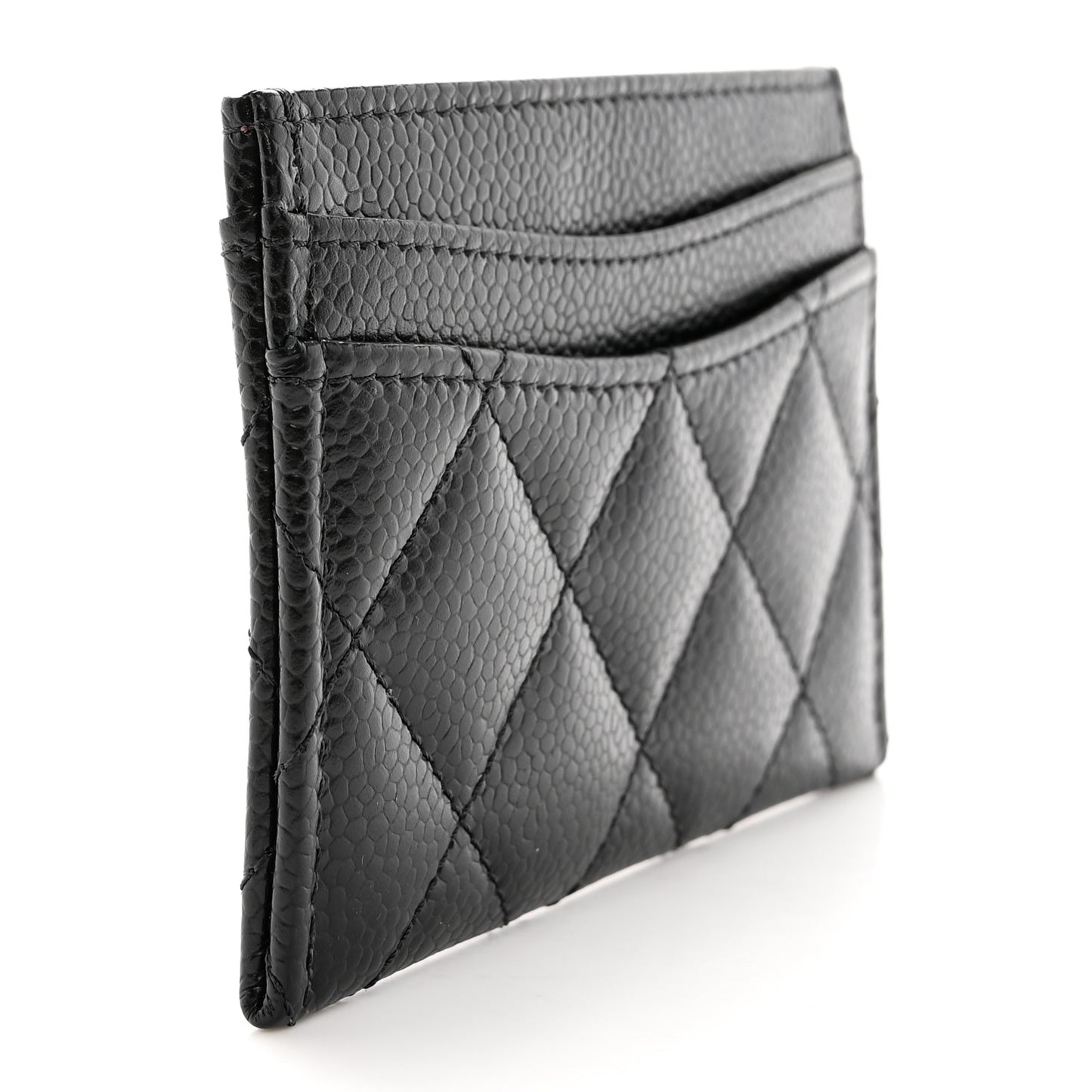 Caviar Quilted Card Holder Black