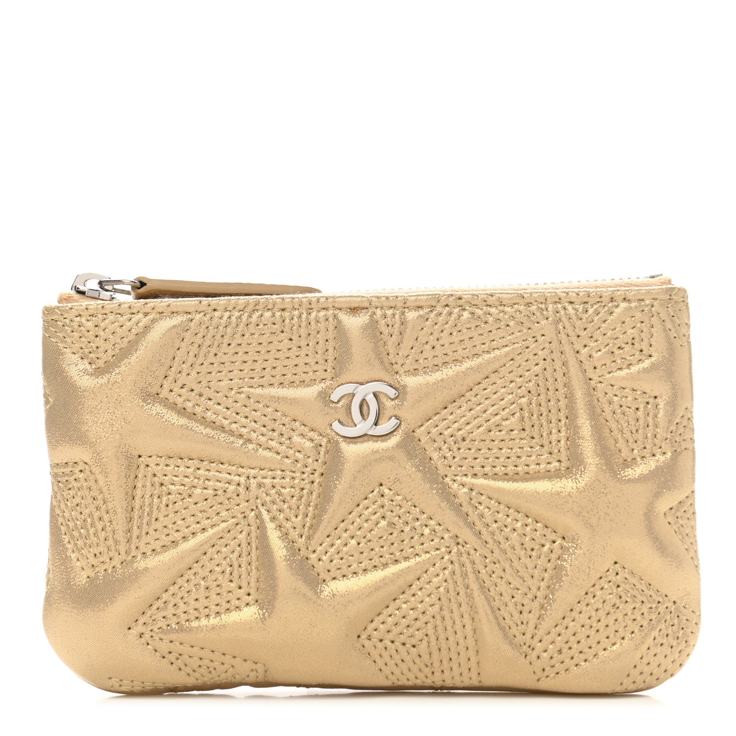 Chanel Metallic Lambskin Star Embossed Coin Purse Case Gold 1 of 7