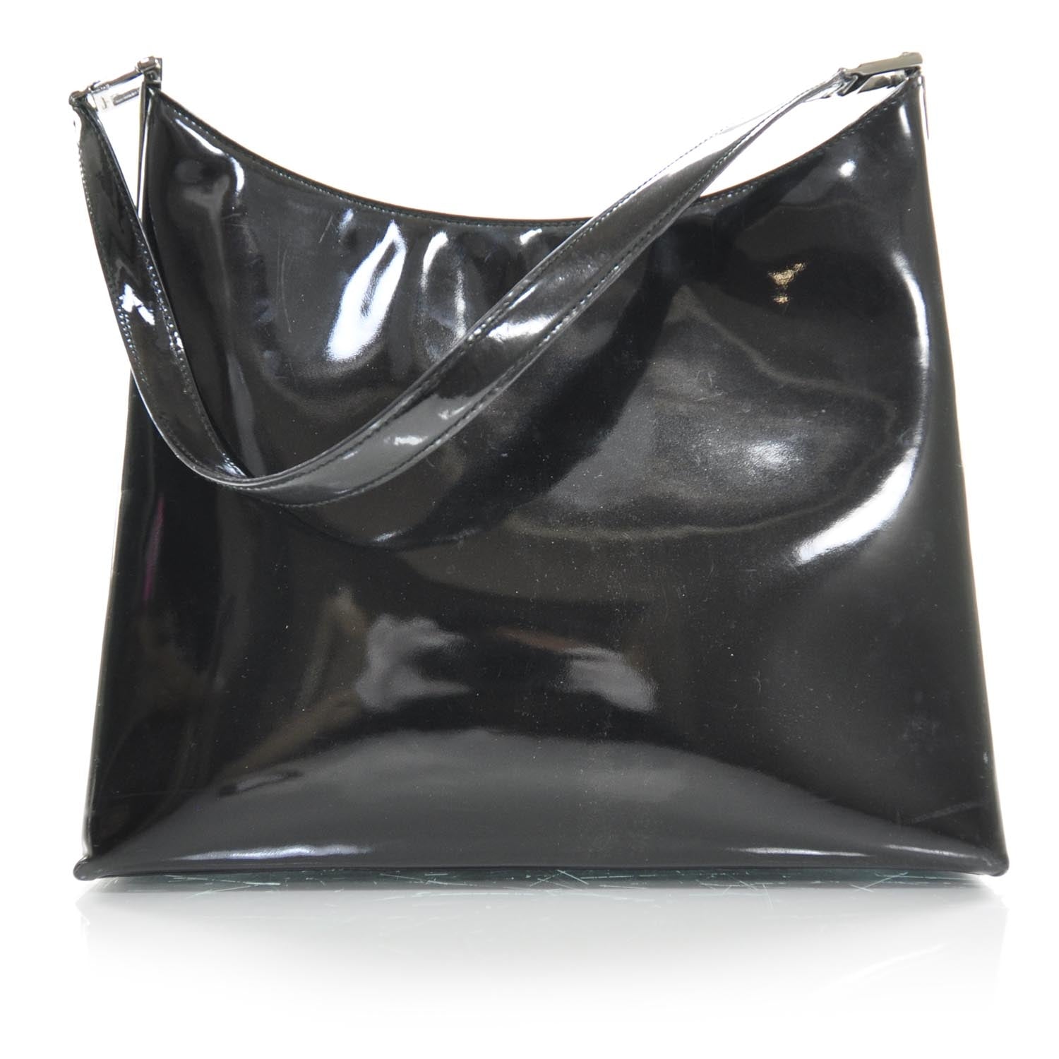 FASHIONPHILE SALVATOREFERRAGAMOPatentLeatherBoxShoulderBagBlack 1 of 8