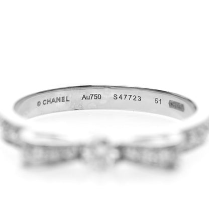 Chanel 18K White Gold Diamond Ruban Ring 51 5.75 5 of 5