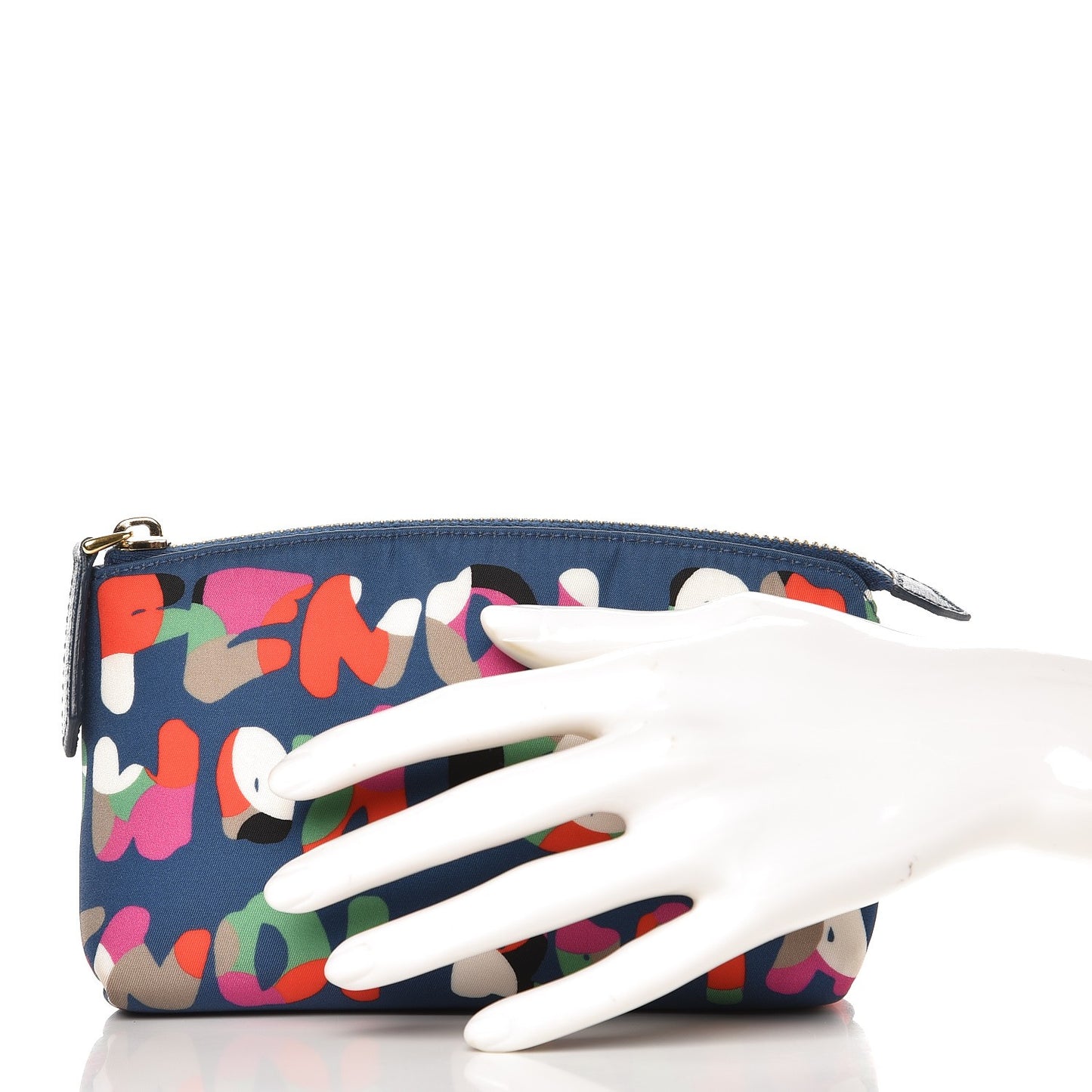 Nylon Roma Print Large Cosmetic Pouch Cobalt Multicolor