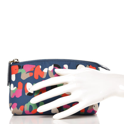 Fendi Nylon Roma Print Large Cosmetic Pouch Cobalt Multicolor 2 of 8