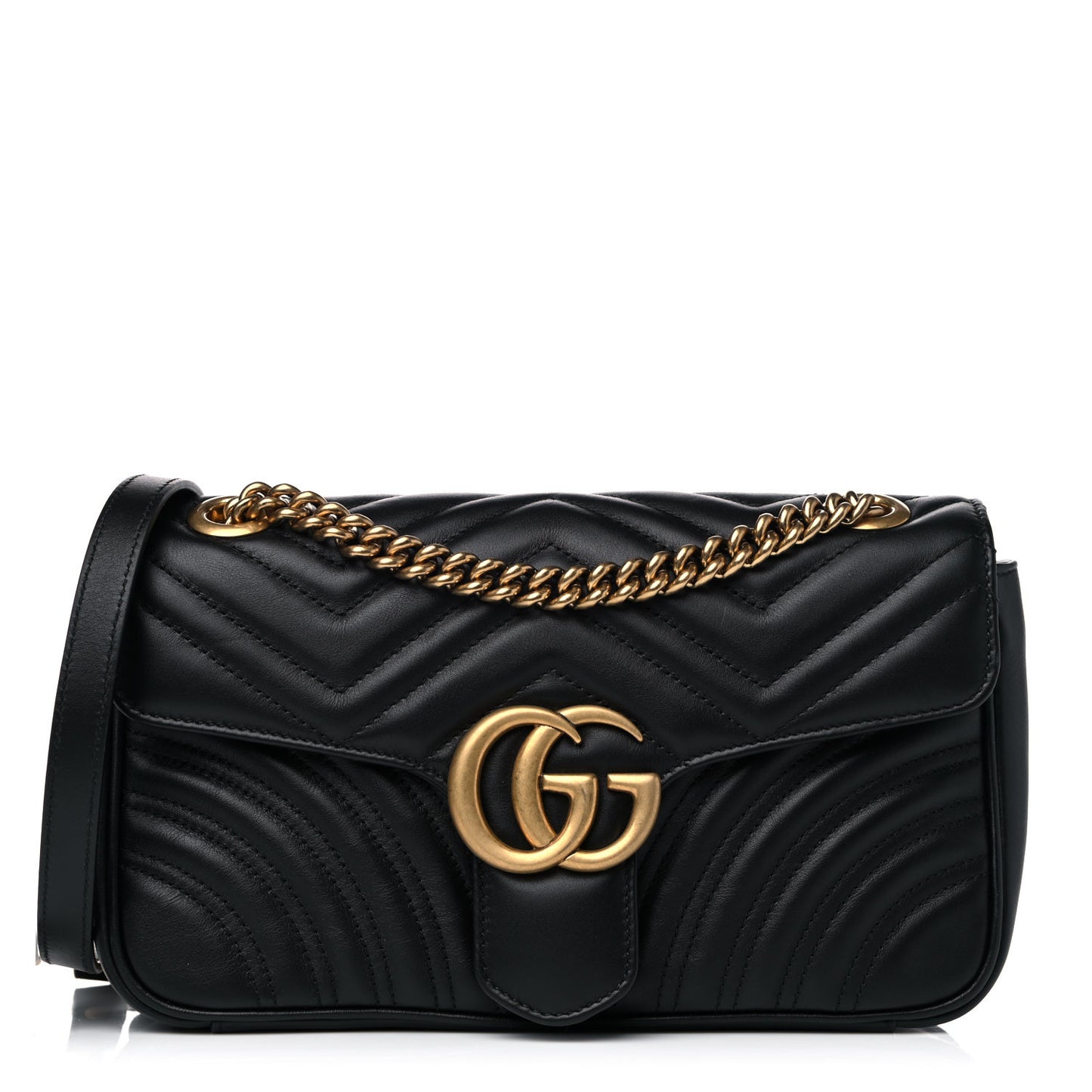 Calfskin Matelasse Small GG Marmont Shoulder Bag Black